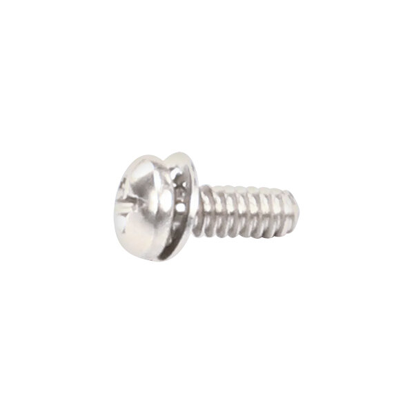 A close-up of a Pitco screw with a silver finish.