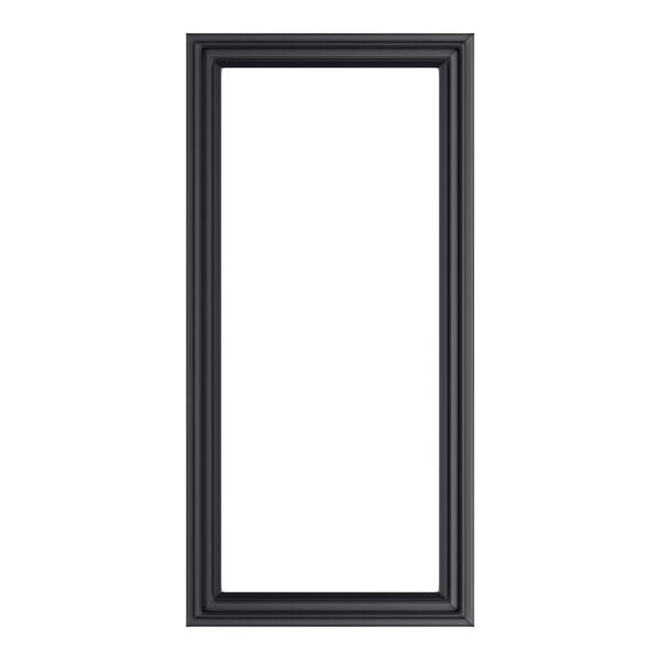 A rectangular black gasket for refrigeration, measuring 13 by 27 inches with a 2.1-inch extension.