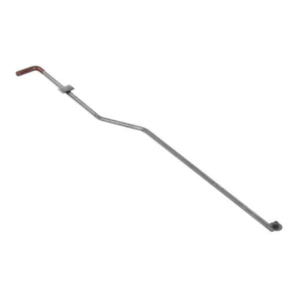 A metal rod with a bent end and a handle on the other end, used to remove waste oil from a Pitco fryer.