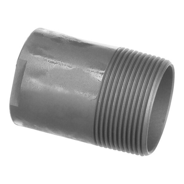 A grey plastic tube with a threaded end.