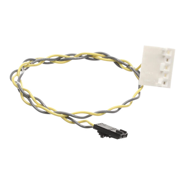 A Pitco wire harness with white and yellow cables and a black rectangular connector.