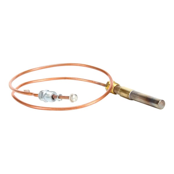 A copper and brass Pitco thermopile with a copper wire and metal tube.