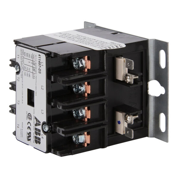 A black and white Vulcan contactor with two switches and two wires.