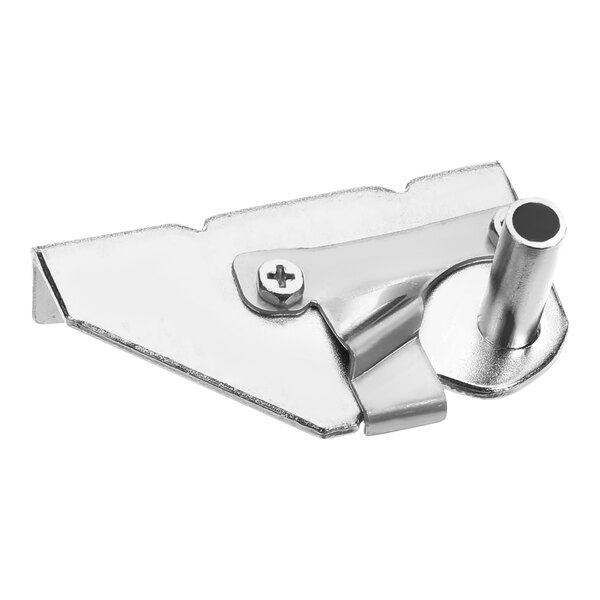 A close-up of a metal Turbo Air Refrigeration hinge.