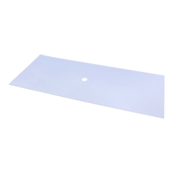 A rectangular white filter cloth with a hole in the middle.