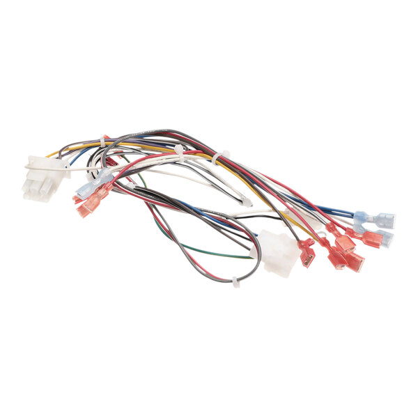 A Pitco wiring control box with a group of colorful wires.