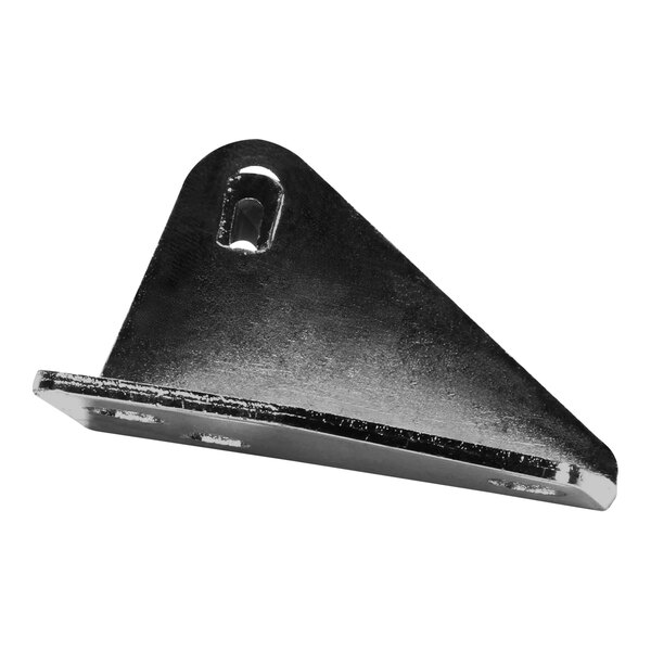 A black metal triangle with holes.