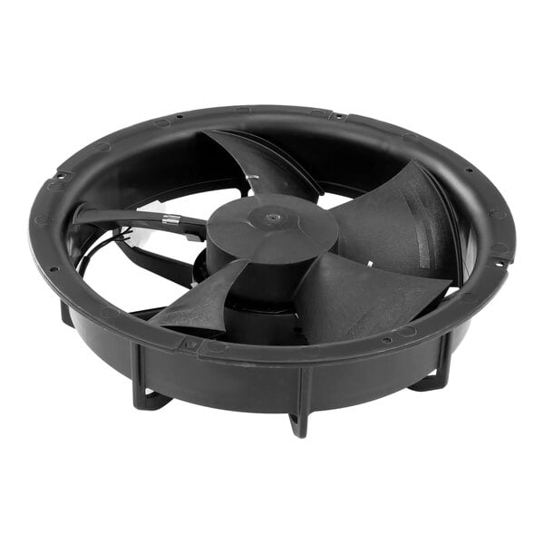 An Ice-O-Matic 115V 50/60Hz motor fan with a black blade.
