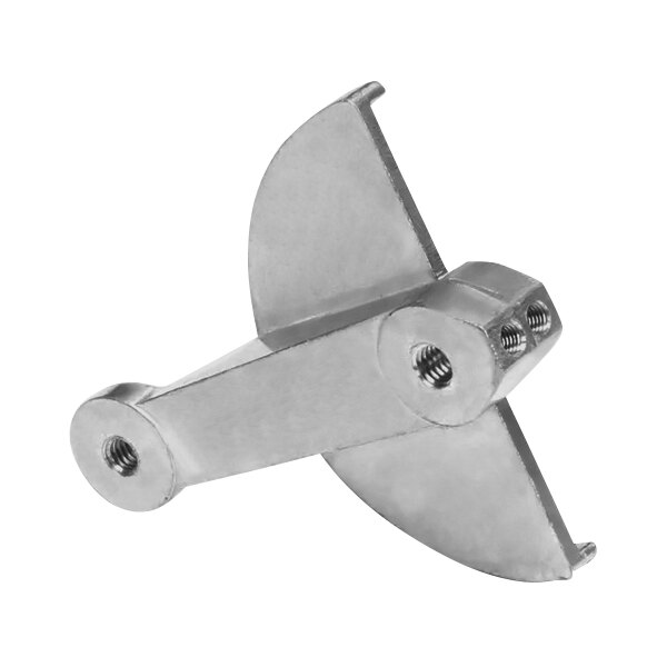 A stainless steel Imperial Range bell crank with a screw on it.