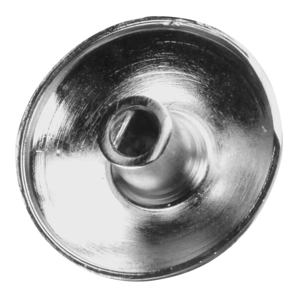 A close-up of a flat chrome knob for an Imperial Range.