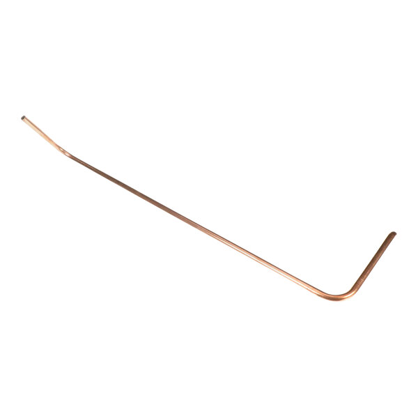 A long thin copper Pitco water inlet tube with a white background.