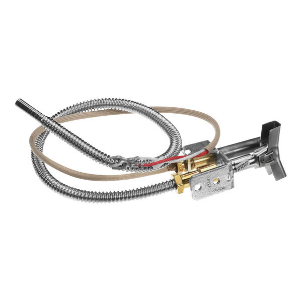 A metal gas pipe with wires attached to it.