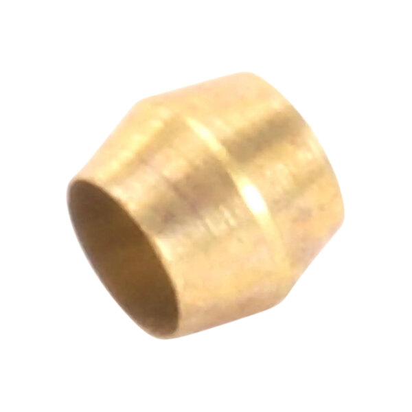 A close up of a brass threaded cone.