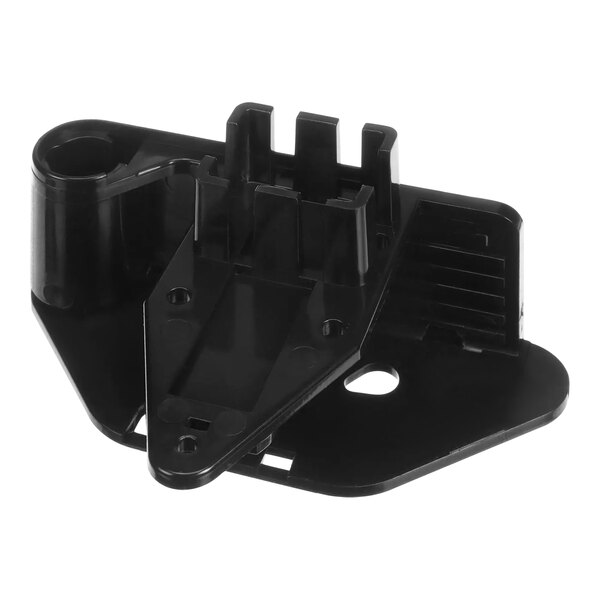 A black plastic Ice-O-Matic cap end hinge.