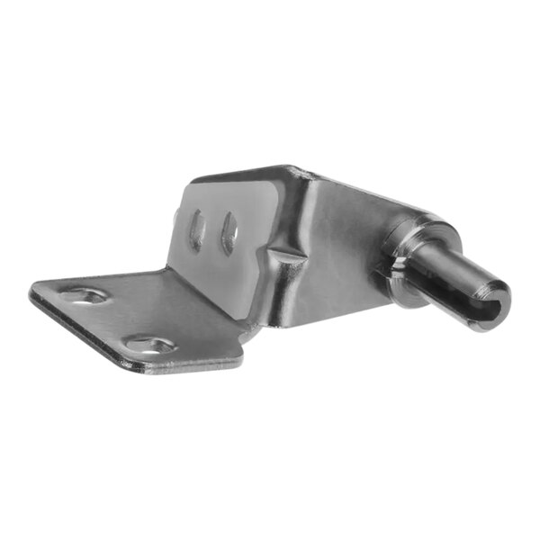 A stainless steel Turbo Air Refrigeration hinge top bracket with two holes.