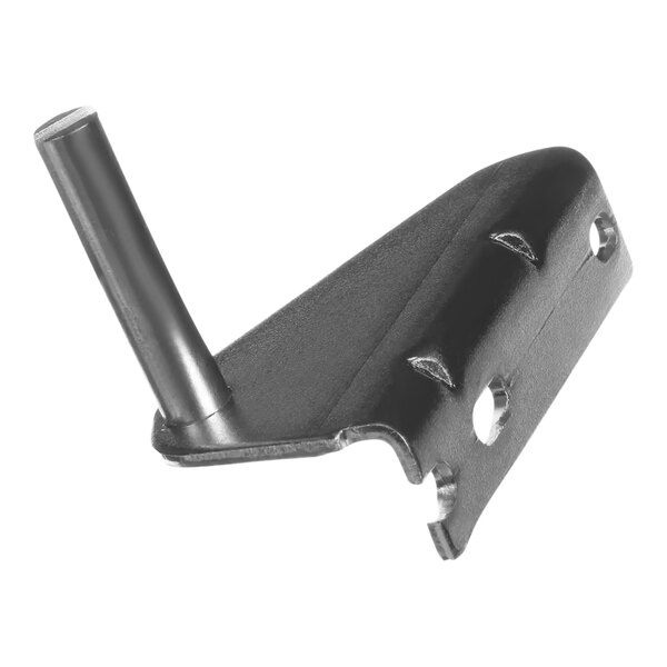 A black metal Turbo Air Refrigeration hinge bracket with holes.