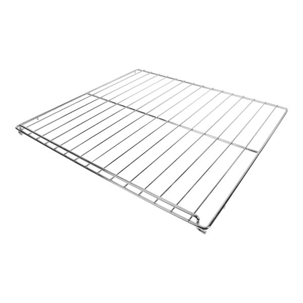 A close-up of a US Range metal rack with a wire grid.