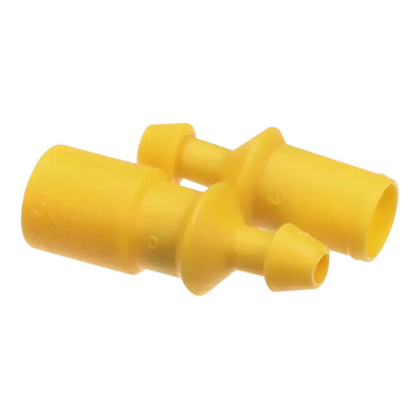 A yellow plastic fuseholder with two yellow plastic connectors.
