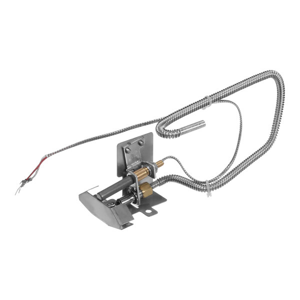 A metal Pitco pilot assembly with wires.