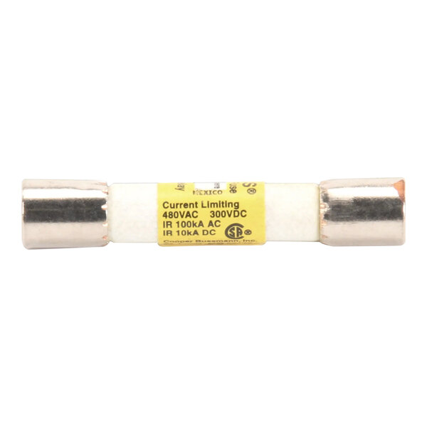 A white fuse with a silver cap on it.