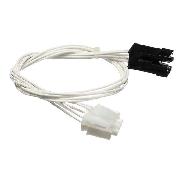 A white Vulcan blower harness with two black connectors on the end.