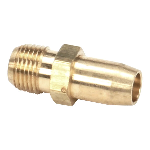 A close-up of a brass Pitco test pressure plug fitting.