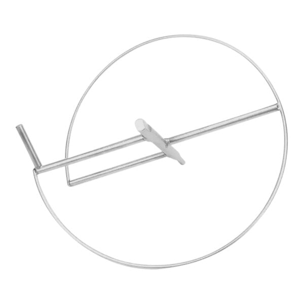 A metal circle with a metal handle.