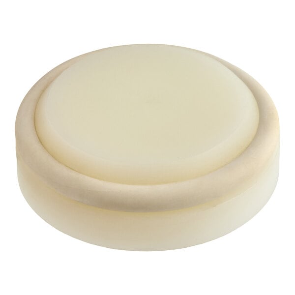 A round, white nylon seal used for equipment or machinery.