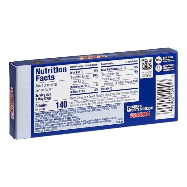 A blue and white Buncha CRUNCH box with white and black text.