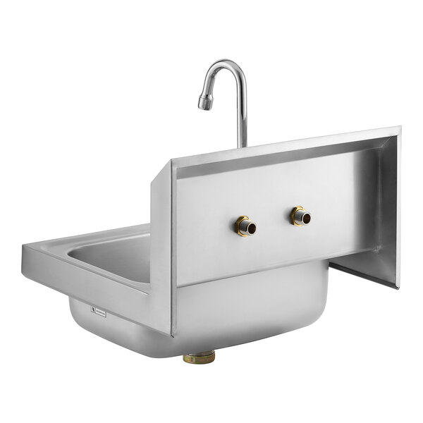 A stainless steel Regency wall-mounted hand sink with a T&S faucet.
