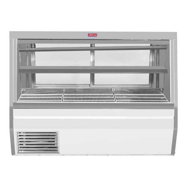 A white Howard McCray refrigerated deli case with a glass window.