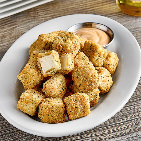 A plate of Nasoya Crispy Tofu Bites on a table.