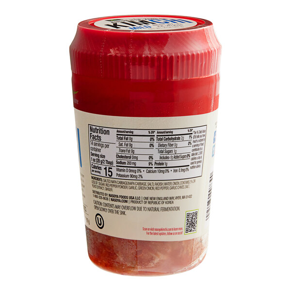 A case of six jars of Nasoya Mild Kimchi with labels.