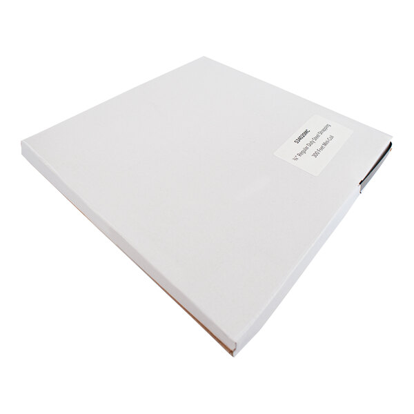 A white box with a white label with black text reading "Encore Packaging 3/4" x .020" x 300' Black Steel Mini Strapping Coil"