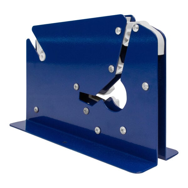 A blue metal Encore Packaging tubing tape sealer.