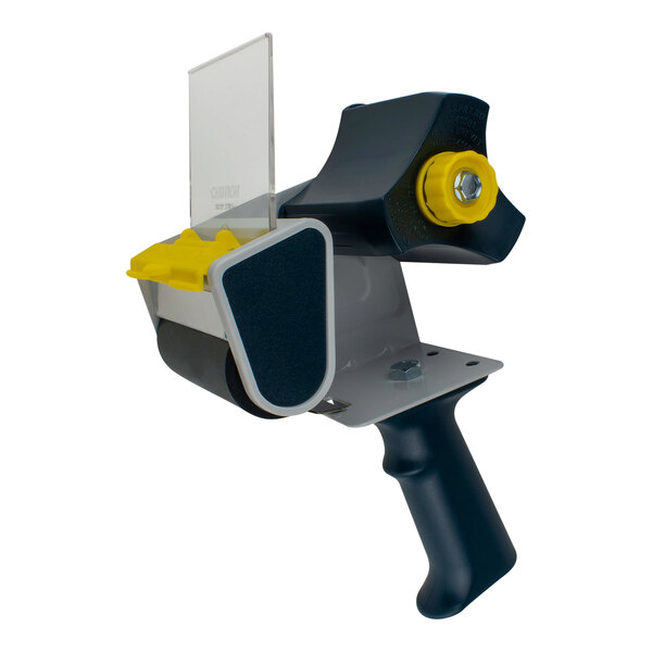 A black and yellow Encore Packaging pistol-grip tape dispenser.