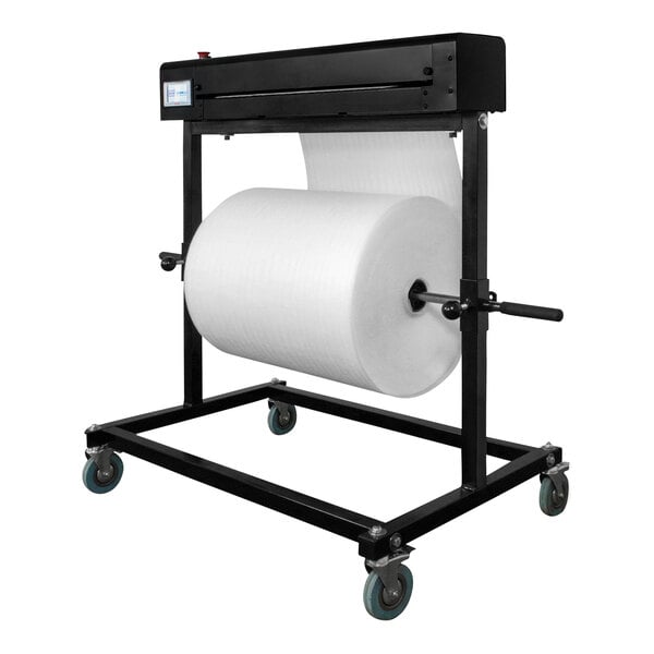 A 24" black BI-SUPPORT STAND holding a large roll of paper.