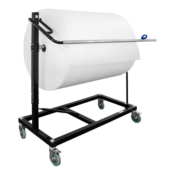 A 48" white floor unit with a roll of paper on a black metal stand.