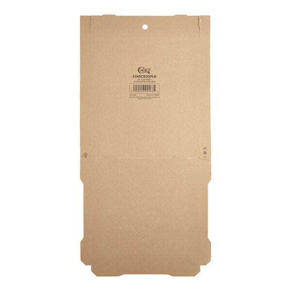 A close-up of a Kraft corrugated cardboard bakery box.