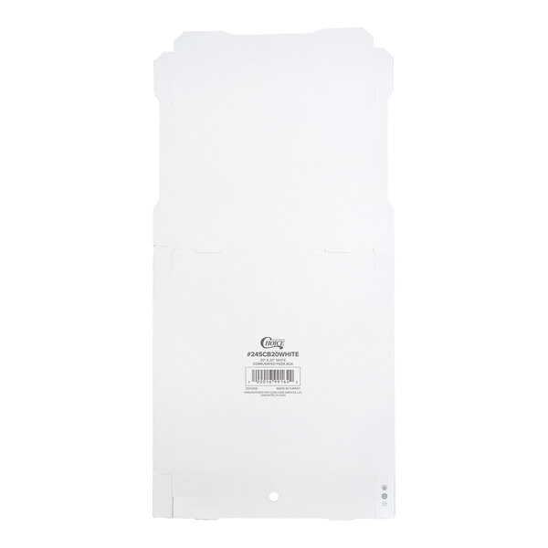 A white rectangular box with a white label.