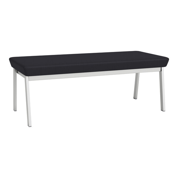 A black Lesro Newport bench with silver legs.