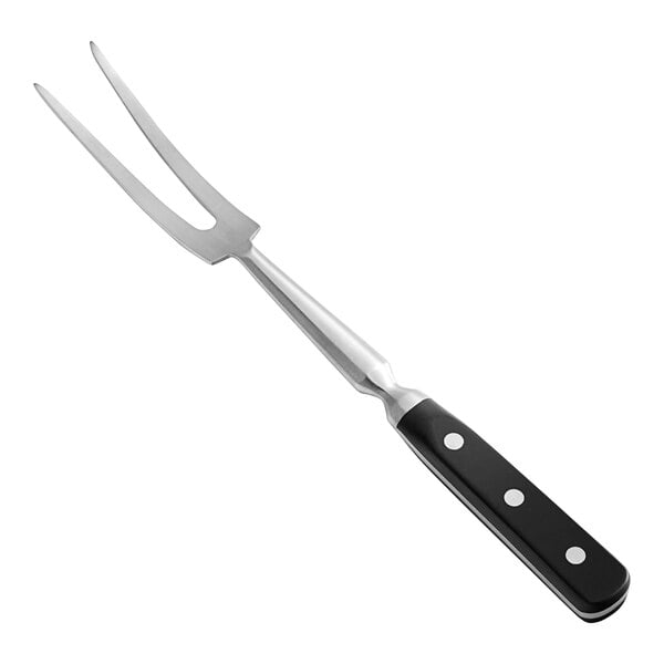 A Choice Classic forged carving fork with a black POM handle.