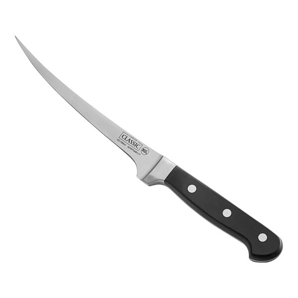 A Choice Classic fillet knife with a black handle and silver blade.