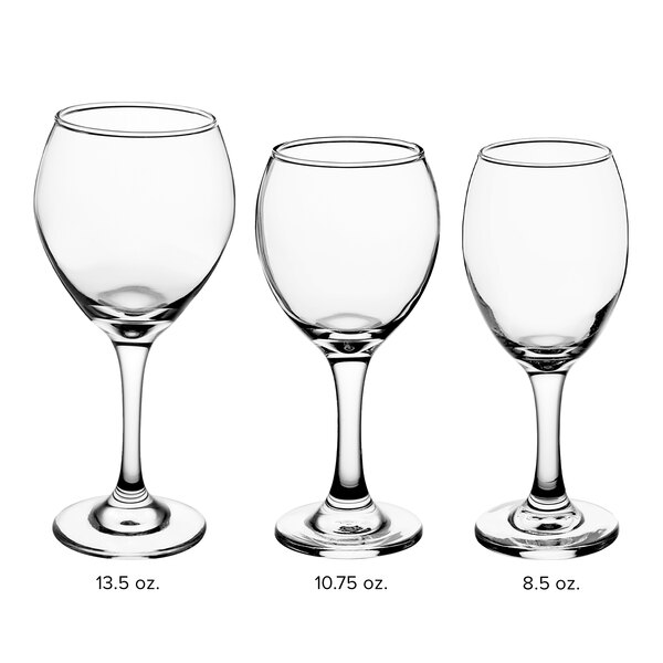 A row of Acopa Bouquet wine glasses on a white background.