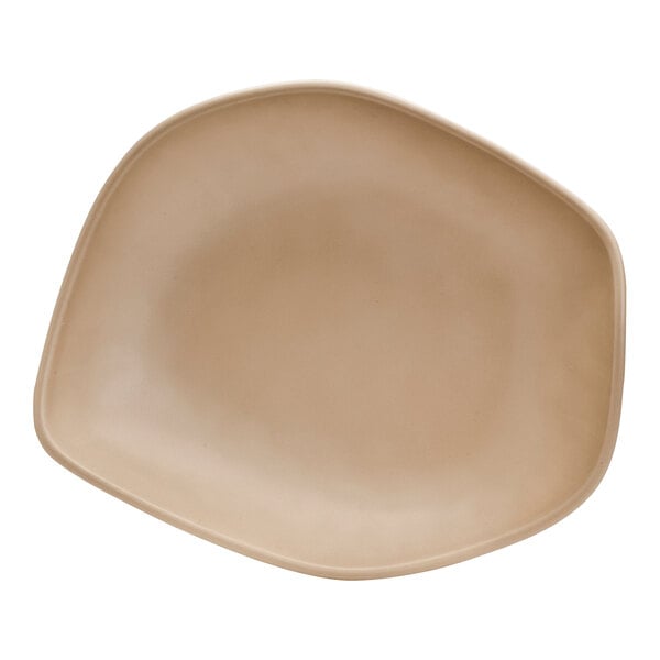 A Delfin Marisol melamine small square salad bowl with a starfish design on the bottom.