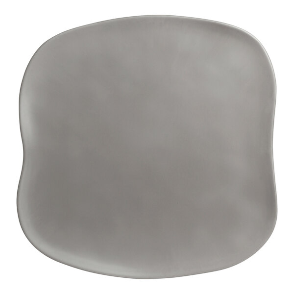 A square gray Delfin Marisol melamine canape platter with a curved edge.