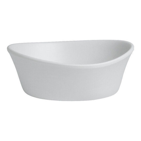 A white Delfin Marisol melamine fruit bowl.