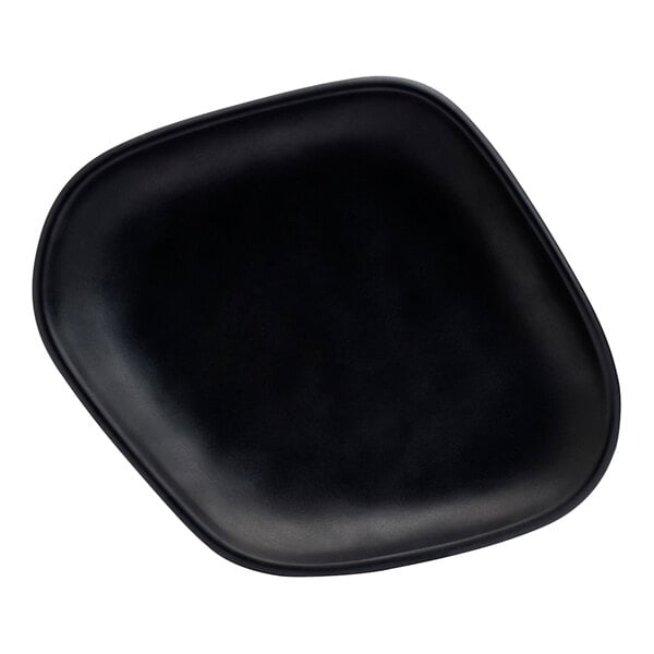 A black rectangular platter with curved edges.