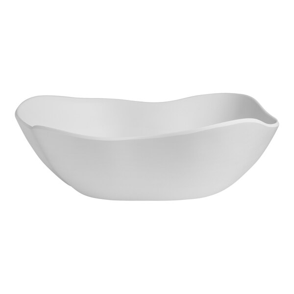A Delfin white melamine bowl with a curved edge.