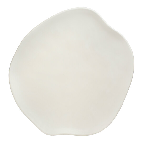 A white melamine tray with a curved edge.